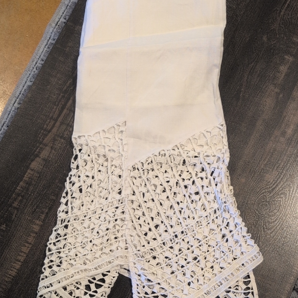 Elegant White Crochet Lace Table Runner